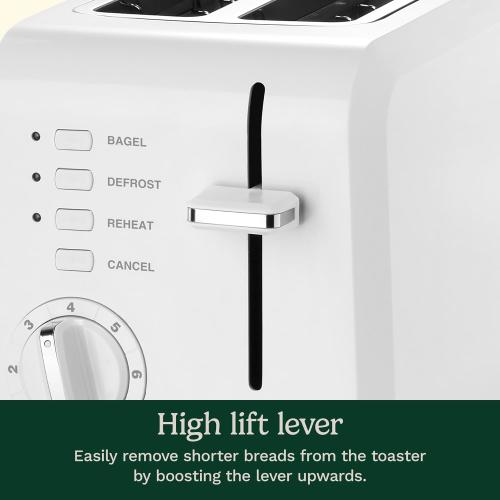 Cuisinart CPT-122 2-Slice Compact Plastic Toaster, Slots for Bagels & Bread, 7 Shade Settings, Cancel/Defrost/Reheat Functions, Removable Crumb Tray, Small Kitchen Appliance for Home & Office, White