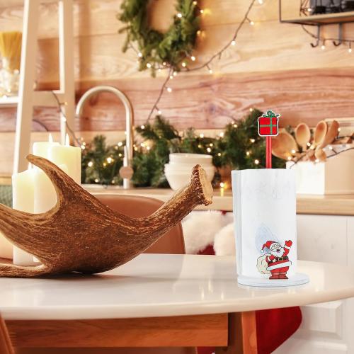 Namalu Christmas Santa Claus Paper Towel Holder with Round Base Rustic Christmas Decor for Kitchen and Bathroom Fun Paper Towel Holder Kitchen Paper Towel Dispenser for Countertop Women Toilet