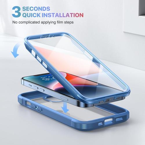 Diaclara Designed for iPhone 14 Case, Full Body Rugged Case with Built-in Touch Sensitive Anti-Scratch Screen Protector, with Camera Lens Protector for iPhone 14 6.1 (Elegant Blue)
