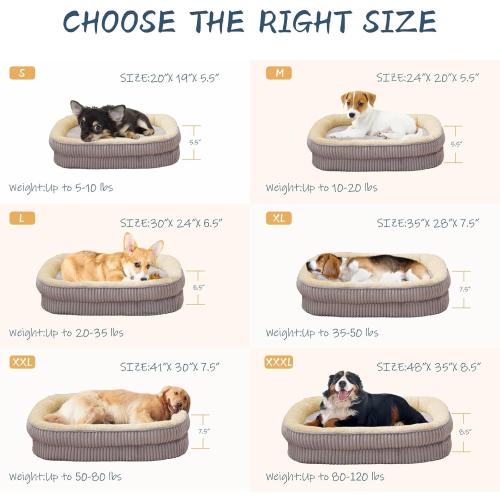 Orthopedic Dog Bed for Medium, Large Dogs Breeds, High Density Egg Crate Foam Dog Sofa Beds with Four Sided Bolster,Oval Kennel Bed, Pet Couch Bed,Removable Washable Cover& Non-Slip Bottom