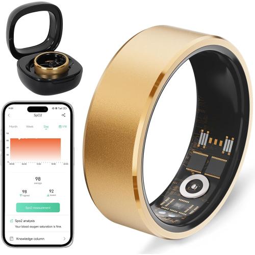 Gold Smart Ring Health Fitness Tracker for Women Men