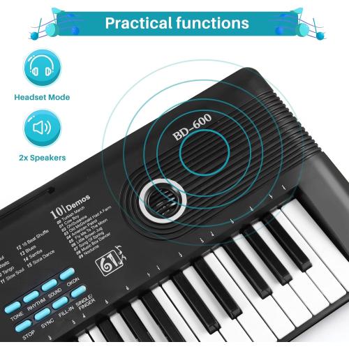 61 keys keyboard piano, Electronic Digital Piano with Built-In Speaker Microphone, Portable Keyboard Gift Teaching for Beginners, electric piano for kids