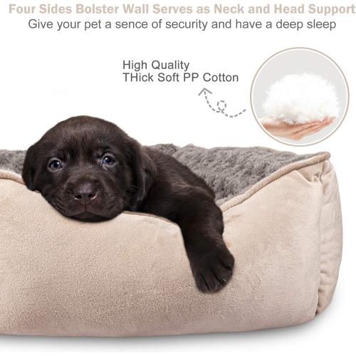 JOEJOY Rectangle Dog Bed for Large Medium Small Dogs - Washable Orthopedic Sofa Bed, Soft Breathable Puppy & Pet Cuddler, Durable Calming Dog Bed with Anti-Slip Bottom, Multiple Sizes, Beige