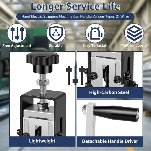 Manual Wire Stripping Machine 0.06''-0.98'' Copper Wire Stripper with Hand Crank or Drill Powered Wire Stripper Tool, Aluminum Frame Wire Peeler for Scrap Copper Recycling
