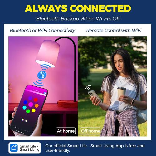 Pack of 4 11W Lightinginside Smart Light Bulbs 11W Equivalent, WiFi Smart Bulb Compatible with Alexa/Google Assistant/Smart Life, A19 E26 RGBCW Color Changing, No Hub Required,2.4G WiFi, ETL Listed, 11W 800LM, 4PCS