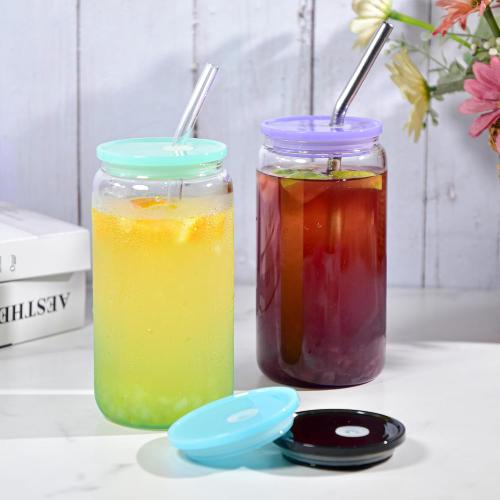 8 Pcs Acrylic Lids for 16 oz Glass Cups Plastic Tumbler Replacement Lids Spill Proof Reusable Glass Cup Lid for Beer Can Iced Coffee Cups Drinking Glasses - Multi-Colored