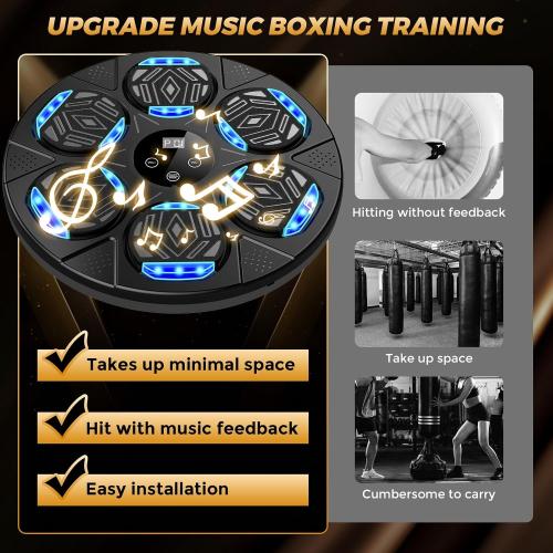 LOLBOX 2026 Music Boxing Machine for Adults and Kids, Smart Bluetooth Boxing Training Equipment with Gloves Wall Mounted, Workout Punching Machine for Home,Office and Gym
