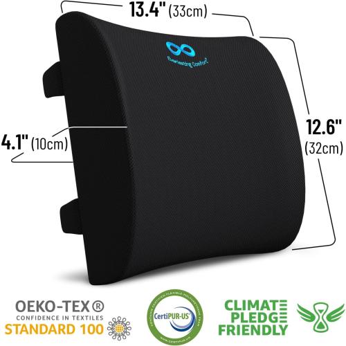 Everlasting Comfort Lumbar Support Pillow for Car Seat - Memory Foam Back Cushion for Car, Chair, Couch - Lumbar Pillow Promotes Better Posture, Back Pain Relief - Ideal for Gaming and Desk Chairs