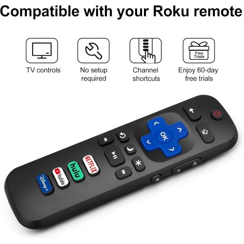 (Pack of 2) Replacement Remote Control Only for Roku TV, Compatible for TCL Roku/Hisense Roku/Onn Roku/Sharp Roku/Element Roku/Westinghouse Roku/Philips Roku Smart TVs (Not for Roku Stick and Box)