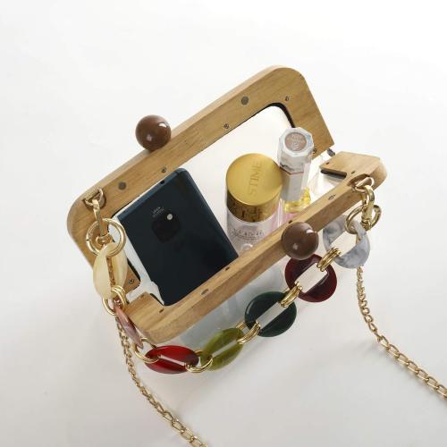 YIFEI YUSHINY Women Transparent PVC Plastic Handbag Crossbody Durable Evening Bag with Removable Acrylic Curb Shoulder Strap