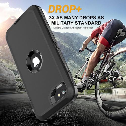 for iPhone SE Case 2022/2020/3rd/2rd,iPhone 8/7 case [Shockproof] [Dropproof] [Military Grade Drop Tested] with Non-Slip Removable Heavy Duty Full Body Phone Case-Black