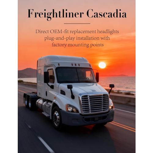 Headlight Replacement for Freightliner Cascadia 2008 2009 2010 2011 2012 2013 2014 2015 2016 2017 Freightliner Cascadia Headlights Cascadia Halogen Headlamp