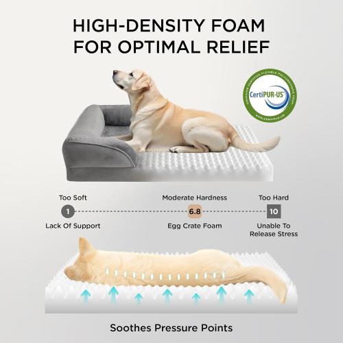 Bedsure L Plus Orthopedic Dog Bed for Large Dogs - Washable Dog Cat Bed Waterproof, L Plus Big Comfort Dogs Couch Sofa with Washable Removable Cover, Pet Bed with Nonskid Bottom, Grey, 38