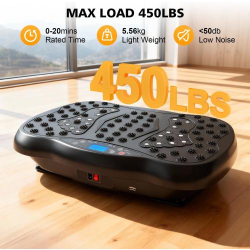 Vibration Plate Exercise Machine, 10 Auto Modes/200-Levels Vibrating Plate for Lymphatic Drainage Weight Loss, 450lbs Capacity Whole Body Shake Plate for Women & Men