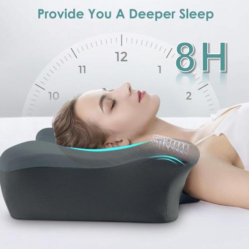 Cervical Neck Pillow, Ergonomic Memory Foam Cervical Pillows, Contour Side Sleeper Pillows for Adults, Orthopedic Neck Support Pillow for Back Stomach Sleeper with Removable Pillowcase (Dark Grey)