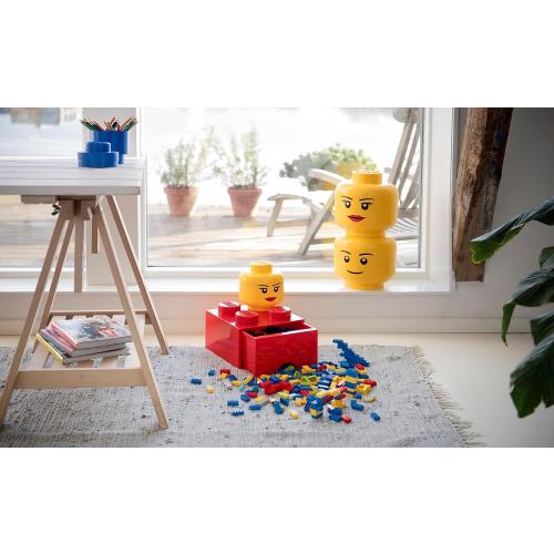 ‼️has mild stains ‼️LEGO Iconic Storage Head Large, Stackable Storage Box, 8,5 L, Yellow, Happy Boy | Storage Box with Lid |Toy Storage | Home Organization | Kids Room | Stackable Organizer