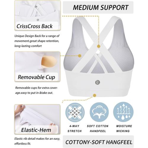 Size XL ..RUNNING GIRL Sports Bras for Women,Padded Strappy Sports Bras Criss-Cross Back Medium Support Sports Bras with Removable Cups