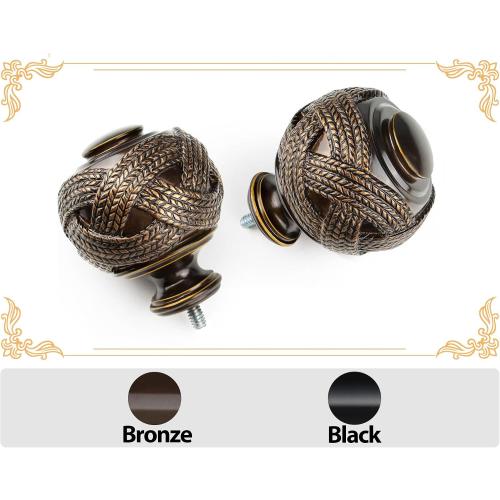 Bronze Curtain Rods for Windows 48 to 84 Inch, USFOOK 7/8 Inch Telescoping Splicing Curtain Rod, Decoration Drapery Rods with Leaf Finials