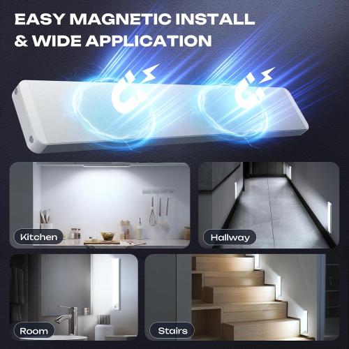 Under Cabinet Lighting Wireless LED Motion Sensor Magnetic Light 14Inch 2500maAh Rechargeable Indoor Closet Lights for Kitchen, Stairs