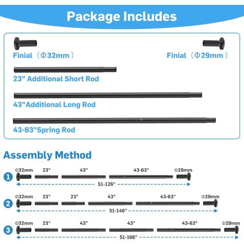 Tension Curtain Rod 51-166 Inch(4.25-13.83Ft), Extra Long Outdoor Tension Rod for Patio Window, No Drill Dual-End Adjustable Spring Shower Rod, Rust Proof Easy to Install, Rod Diameter 1.26In, ***White***