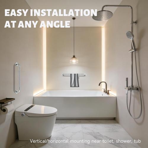 36 Inch Shower Grab Bar 1.25 Dia, Chrome Anti Slip Bathroom Grab Bar, 304 Stainless Steel Knurled Handicap Grab Bars, Safety Support Handrail, Assist Bath Shower Handle for Elderly Injury Senior