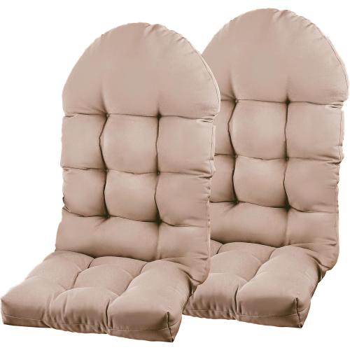 Adirondack Chair Cushion, Rocking Chair Cushion 44x19.4x4 inch, High Back Patio Cushions of Upper and Lower with Ties, Sunscreen and Fade-Resistant (Beige, 2)