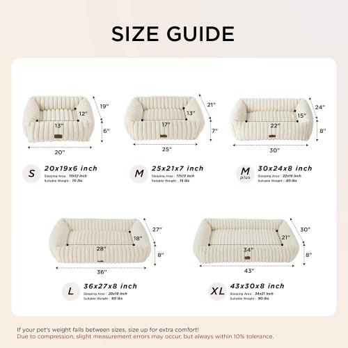 Bedsure ComfyFleece™ Cute Dog Beds Large Sized Dog - Washable Furry Pet Beds, Rectangle Orthopedic Corduroy Fleece Puppy Beds with Removable Zipper Cover,Night Blue