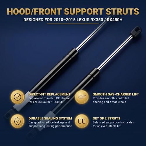 Hood Lift Supports OEM Fit for Lexus RX350 RX450h 2010-2015 6755, 2 Pcs | OE PM3269 SG229046 D96755 534400W200 534500E010 53460 53440 534500, Front Bonnet Shocks, Heavy Duty