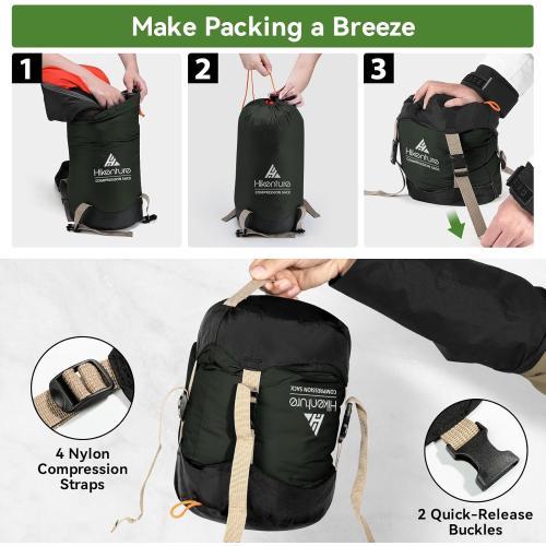 Hikenture Sleeping Bag Stuff Sack, Anti-Tear Ultralight Compression Sack | Water-Resistant Sleeping Bag Storage Sack, 10L/14L/20L/30L/45L Sleeping Bag Cover, Save 50% of Storage Space