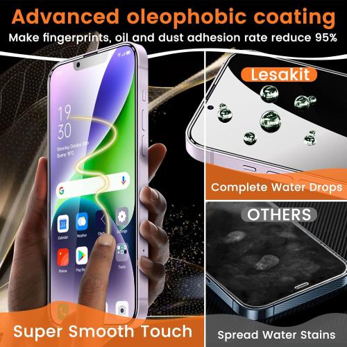 3 3 Pack Privacy Screen Protector for iPhone 14 Plus 6.7-Inch with 3 Pack Camera Lens Protector, Anti Spy Tempered Glass Film 9H Hardness Bubble Free Case Friendly