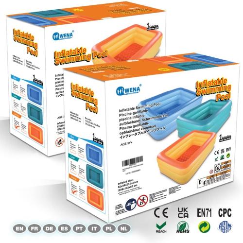 Inflatable Family Swim Play Center Pool, 82 x 56 x 25 Giant Blow Up Pool Summer Water Fun with Inflatable Soft Floor for Family, Garden, Outdoor, Backyard (Orange)