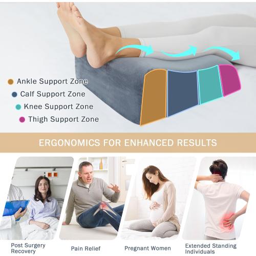 Leg Elevation Pillows, 8 Leg Pillows for Sleeping, Memory Foam Wedge Pillow for Swelling, Circulation, Pain Relief, Elevated Pillow for Post-Surgery, Back Support Pillows w/Washable Cover