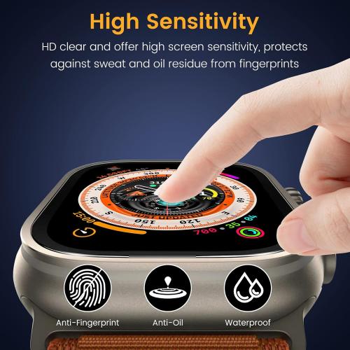 [3 Pack Privacy Screen Protector for Apple Watch Ultra 3 49mm Accessories, Anti-peep Tempered Glass Screen Protector Scratch Resistant Waterproof Anti-Spy Cover for iwatch Ultra 3/2/Ultra