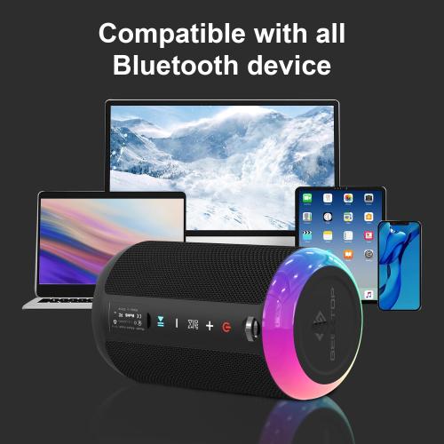 Portable Bluetooth Speaker, Stereo Sound Wireless Speakers with IPX7 Waterproof, LED Lights, Dual Pairing Speaker for Party/Home/Outdoor/Beach, Birthday Gift, Black, A7 Arance4