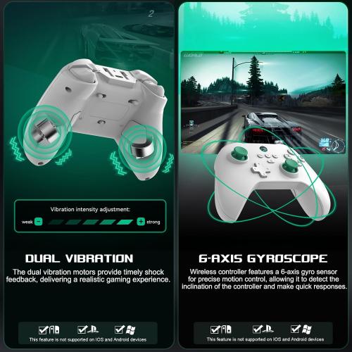 arVin Mobile Gaming Controller for Android, iPhone, iOS, PC, Switch, PS4, Wireless Gamepad with Hall Effect Sensing Joystick/Turbo/Macro Programming/6-Axis Gyro/Motor/Remote Play/Xbox Cloud Game/Steam