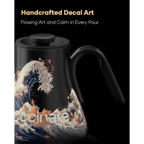 Cocinare FLOW M9 Electric Gooseneck Kettle, ±1℉ Temperature Control for Pour-over Coffee & Tea, Stainless Steel Interior, Quick Heating for Boiling Water (Wave)