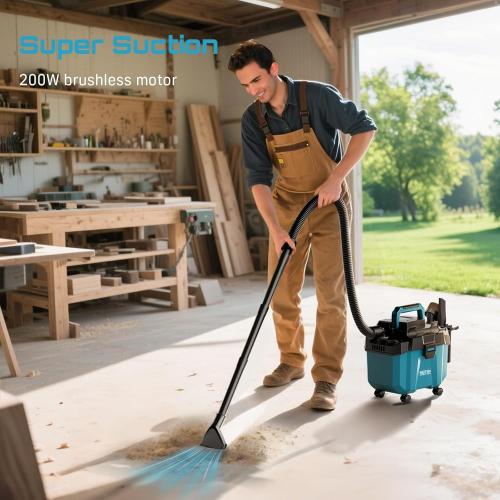 Seesii Cordless Shop Vac Wet and Dry, 2.6 Gallon Small Shop Vac with Accessory Storage Holder, 2 x 4.0Ah Batteries, 3-in-1 Wet Dry Vacuum with HEPA Filter, Strap, Ideal for Garage, Car, Workshop