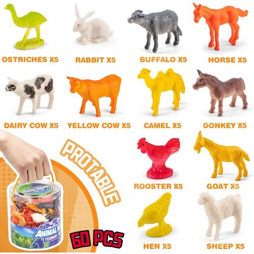 Mini Farm Animal Figurines with Gift Box, 60 Pcs Realistic Tiny Plastic Animal Toys for Toddlers, Farm Themed Party Decoration, Christmas Easter Thanksgiving Favors, Birthday Gifts, Cupcake Topper