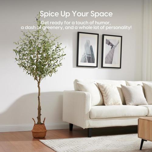 Velener Artificial Olive Tree 6FT Tall with 32ft USB Snowflake Light Strip, Large Fake Potted Silk Olive Plant Indoor with Faux Leaves and Lifelike Fruits for Home Office Decor Outdoor