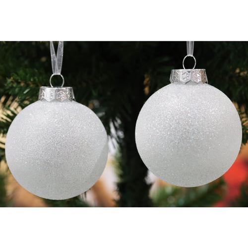 SLEETLY White Christmas Tree Holiday Xmas Decorations for Christmas - Farmhouse Holiday Ball Ornaments, Large Shatterpoof Plastic 3.15 inch Glitter Snowballs, Ornament Set of 12