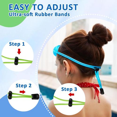 XDX Kids Swim Goggles, 3 Pack With Adjust Bungee Strap, No Leaking Anti-Fog for Boys Girls Age 3-14