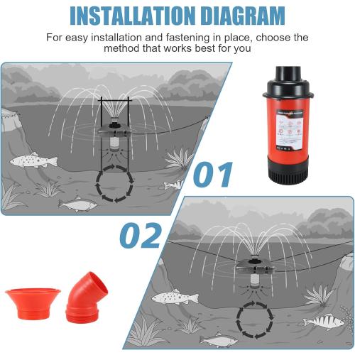 Pond Fountain Aerator, F1-4 1HP 750W 110V PowerfuI Floating Pond Fountain Pump With 100 FT Power Cord, Outdoor Pond Aerating Fountains Cascade Pump for Small Large Ponds Lake Pond Jet System