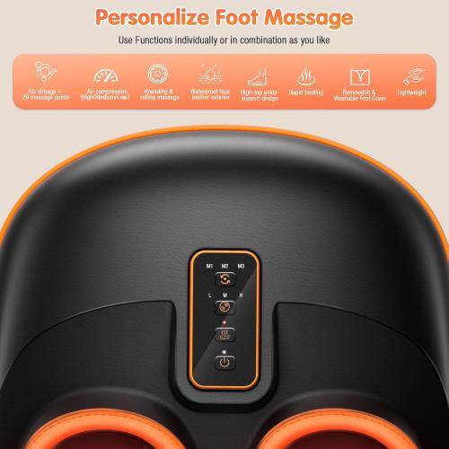 Foot Massager Machine with Heat, Upgraded Deep Rolling, Compression, Ankle Kneading, Shiatsu Foot Massager for Neuropathy Plantar Fasciitis, Gifts for Home Office Men Women Fits Up to 13