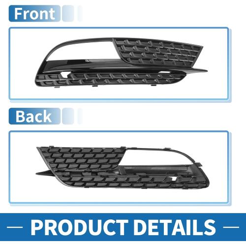 Fog Light Grill No.8T0807681H/8T0807682H 20.28x5.12 Front Lower Bumper Fog Light Cover Inserts for Audi A5 2013-2017 ABS Black