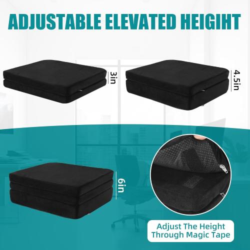 MABOZOO Height Adjustable Chair Cushions, 6 Inch Thick Office Chair Booster Seat Cushion to Raise Height, Extra Thick Seat Pad for Wheelchair, Home, Office, Car(17.7 * 15.7 * 6 Inch)