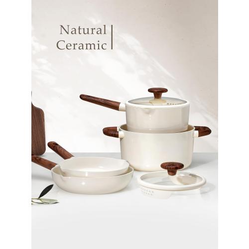 CAROTE Ceramic Cookware Sets, Pots and Pans Set Non stick, Non Toxic Healthy Induction Cookware, 14 Pcs Nonstick Kitchen Pots and Pans Set, PFAS PTFE Free, Dishwasher Safe