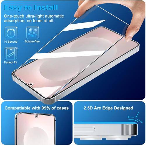 3 Pack for Samsung Galaxy S25 Edge Screen Protector Tempered Glass   3 Pack Camera Lens Protector, Military Grade Shatterproof, 9H Hardness, Fingerprint Unlock, Case Friendly 6.7 Inch