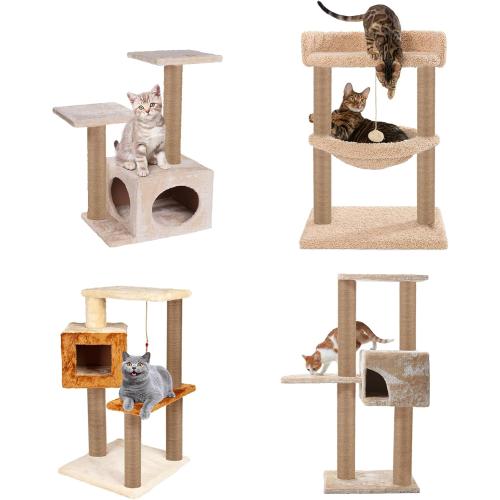 4 PCS M8 Cat Scratching Post Replacement, 15.7 x 3.1 Inches Cat Tree Replacement Post-Natural Jute Pole for Indoor Cats with M8 Screws, for Kitten Tree Tower Spare Cat Furniture Accessories