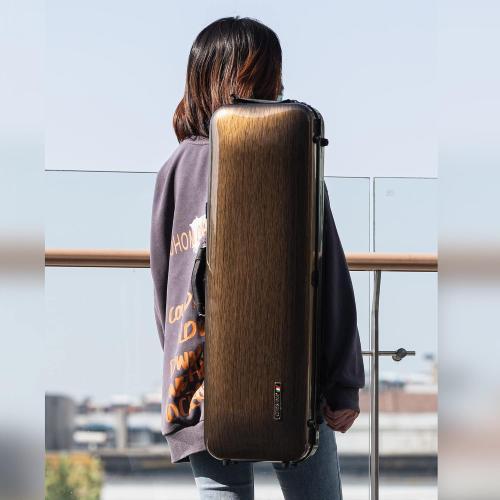 CARBON FIBER 4/4 Full Size Violin Case - High-Strength Carbon Fiber Rectangular Music Bag With Combination Lock and Extra Bag - Golden Hard Case (VB-Square-Golden Spot)