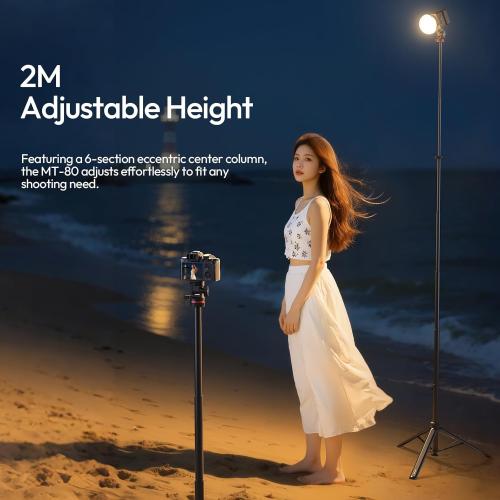 ULANZI MT-80 Aluminum Tripod Stand, 7FT Extendable Camera Phone Tripod for Travel, Auto Pop-Up, 1/4 Screw, 360 Ball Head Portable Photo Video Light Stand for DSLR Camera, Ring Light, Video Rig